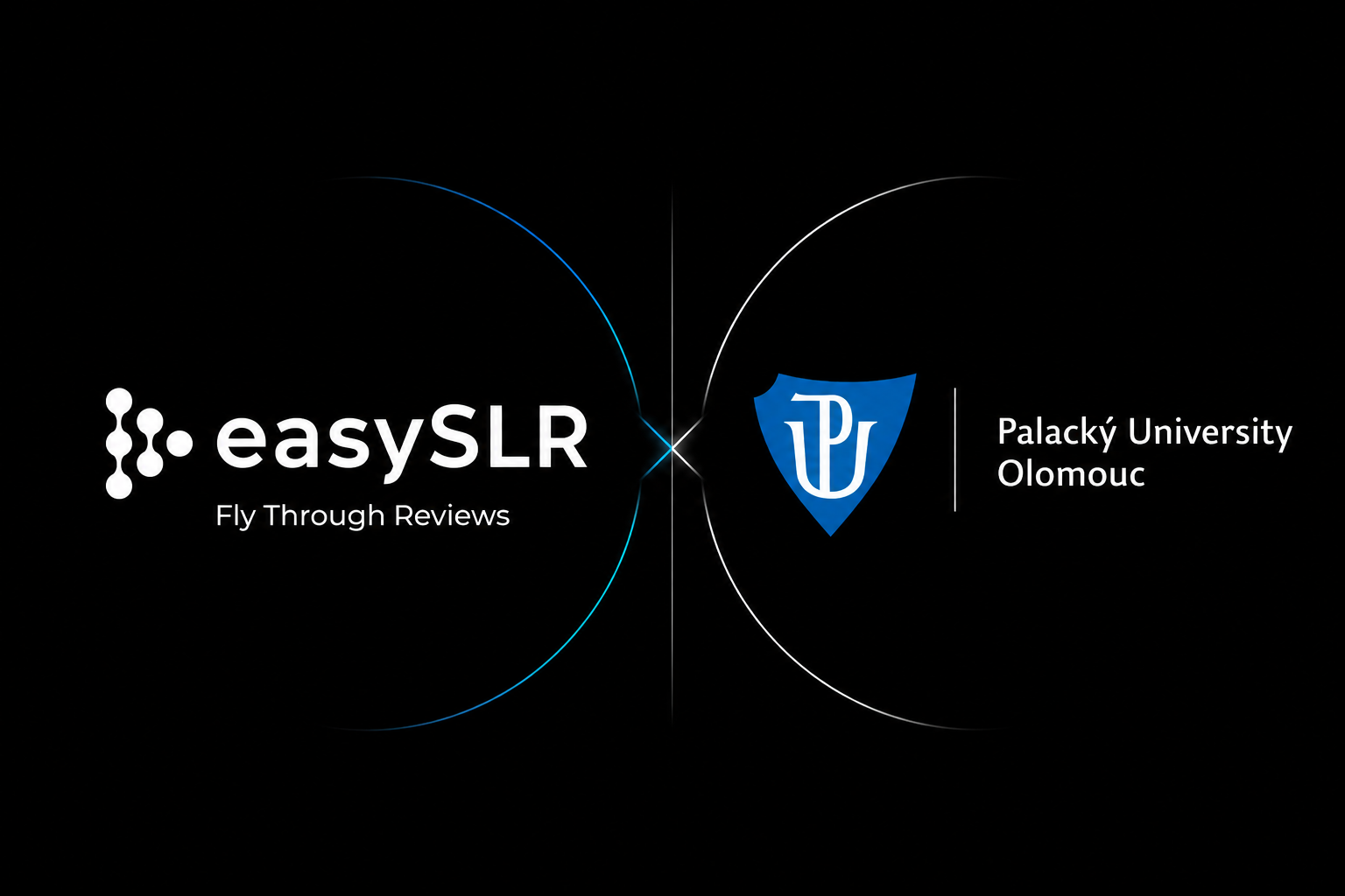 easySLR and Palacký University Olomouc logos with cross-linked science evidence synthesis theme